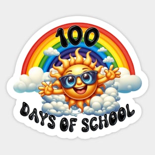 100 Days of School Celebration with a Sunny Rainbow Sticker